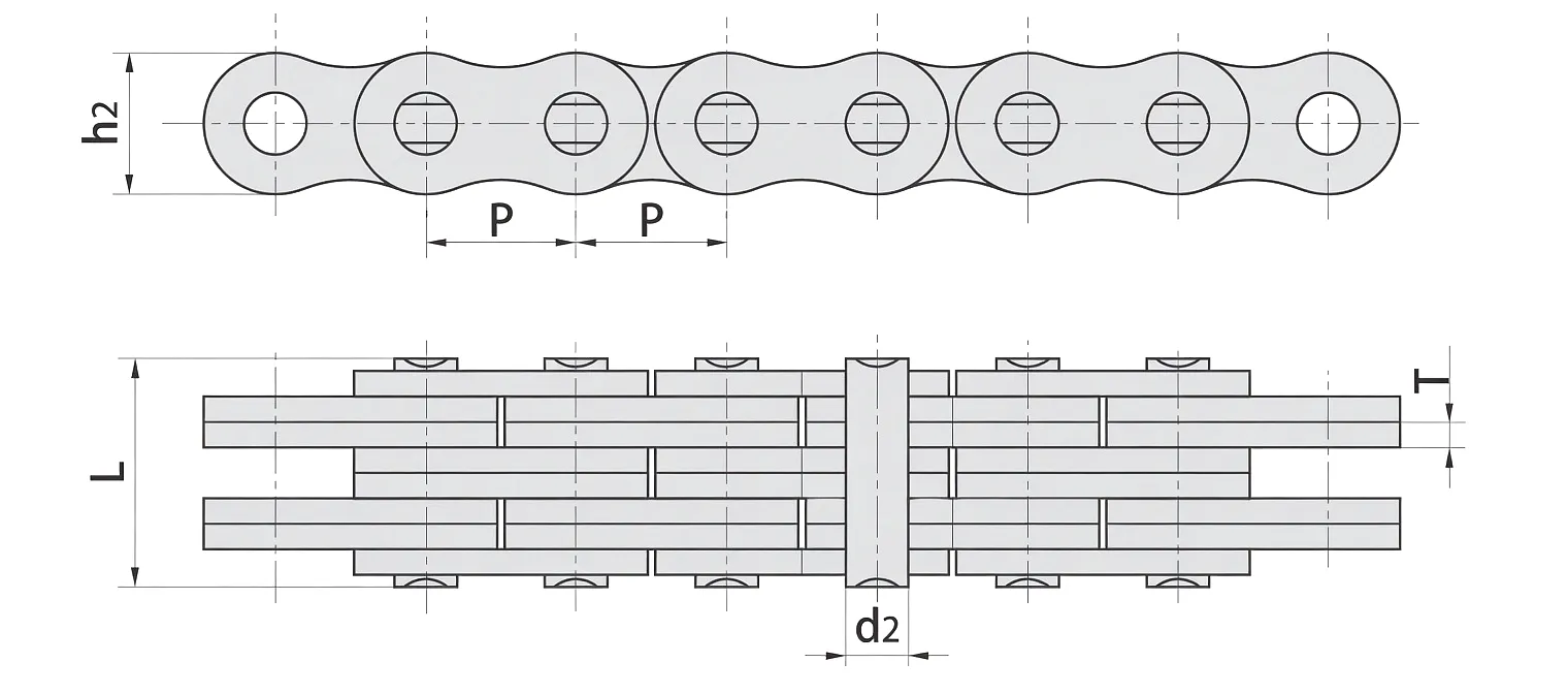 LL28 Series Leaf Chain design drawing 1