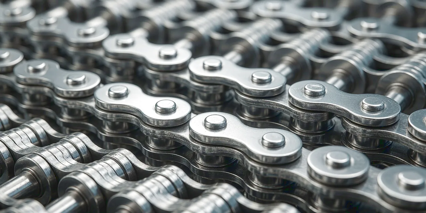 Leaf chain lacing configuration and pin detail