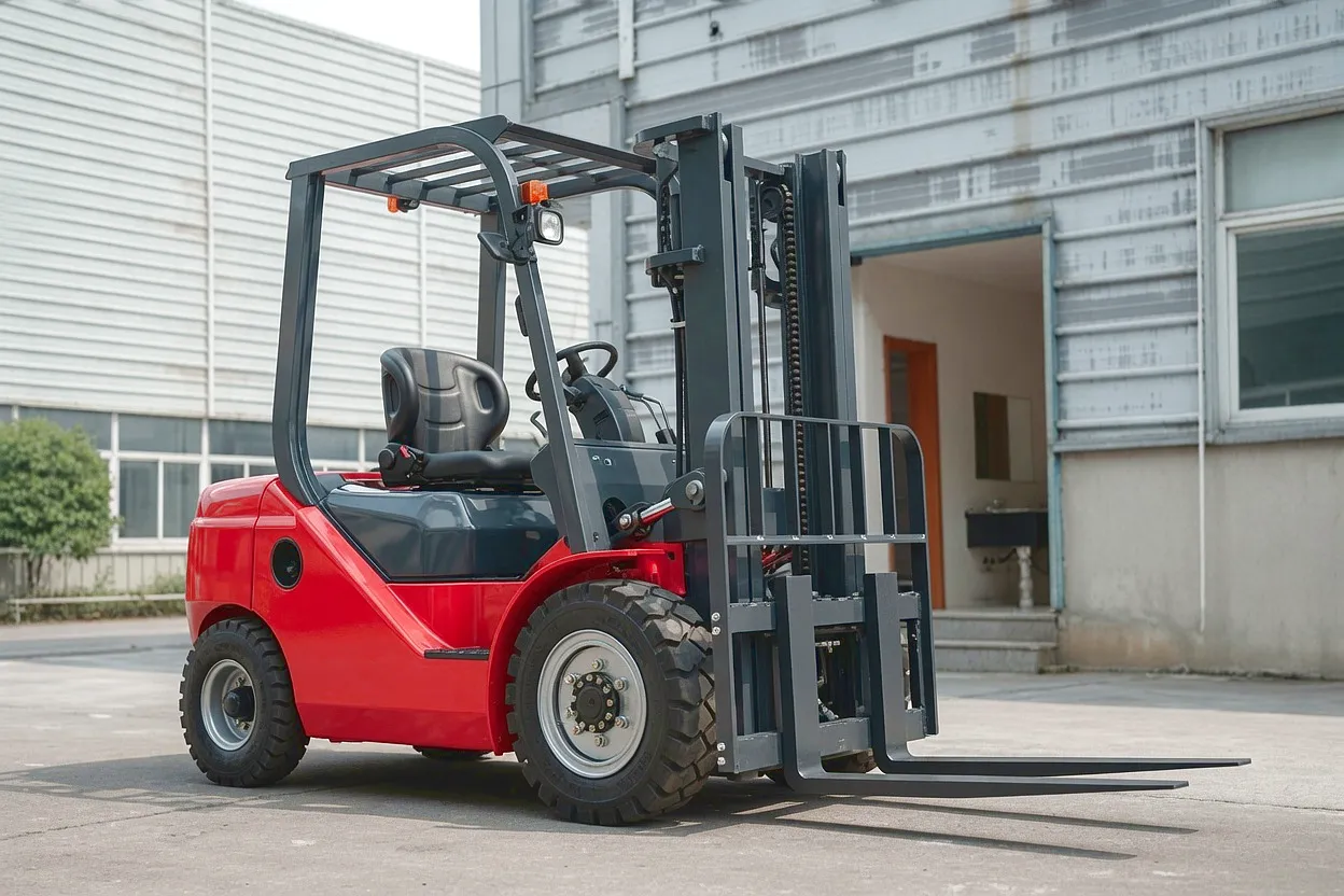 Leaf chain application in forklift mast lifting system