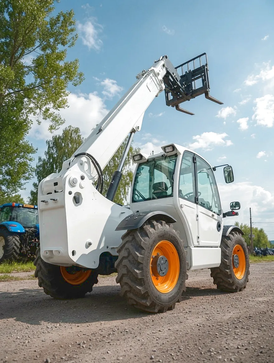 Telehandler on UK construction site using leaf chain lifting system